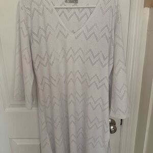 White Chevron Knit Dress